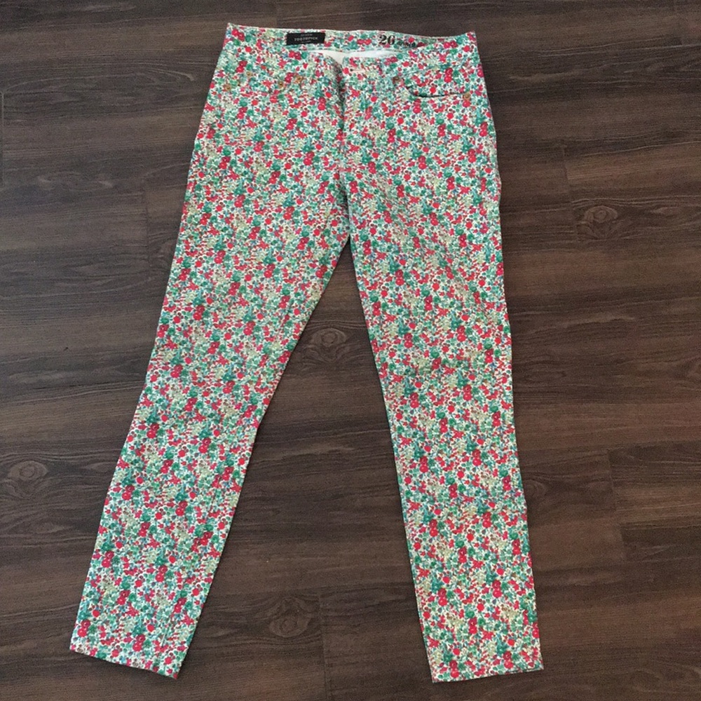 Floral J Crew Toothpick Jeans